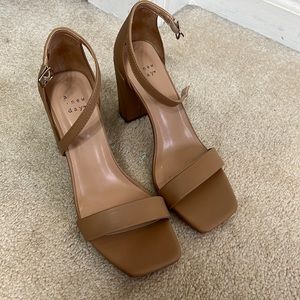 Women's Ema High Block Heel Pumps - A New Day Beige Size 8 1/2